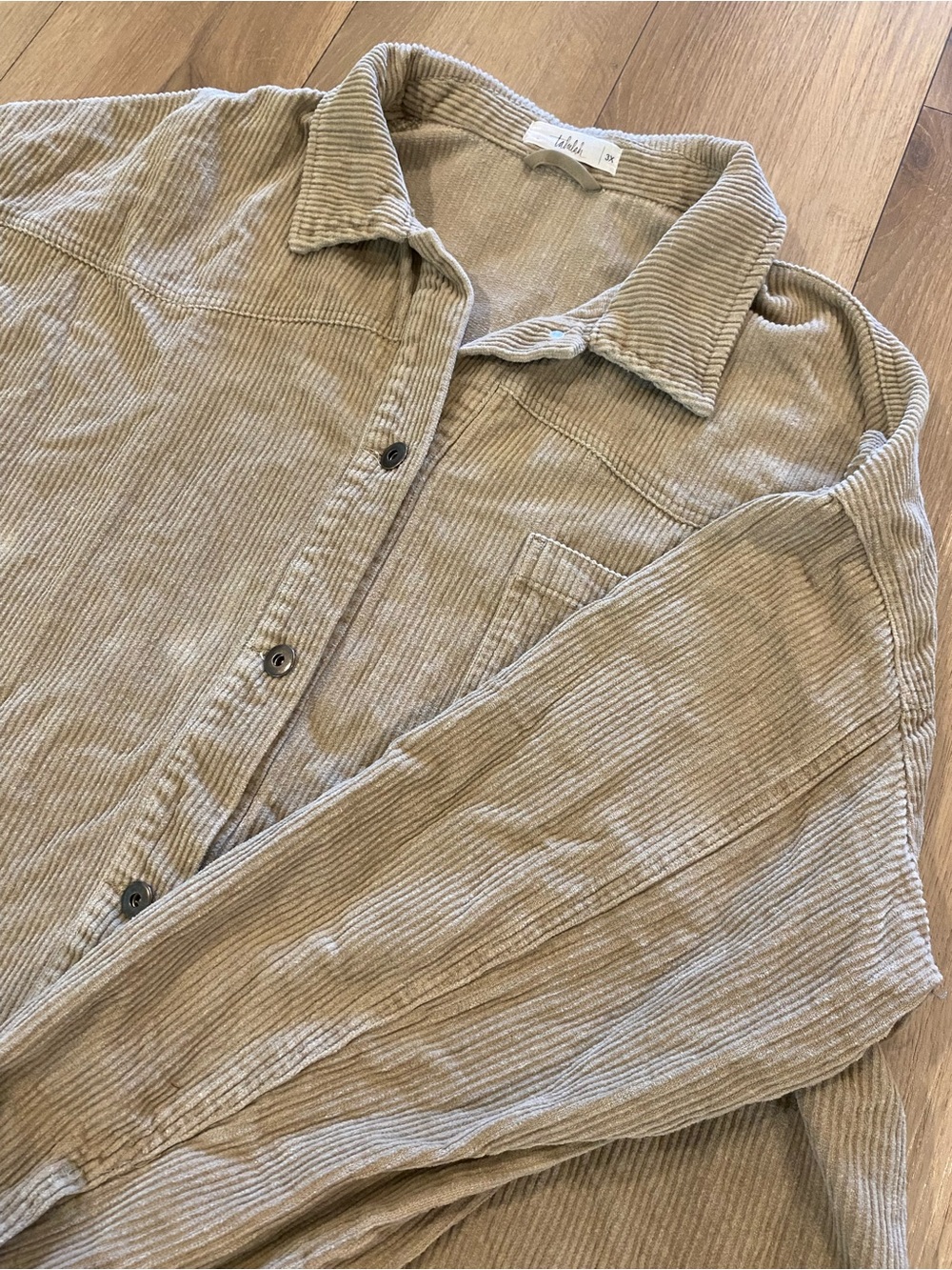 Talulah Frayed Hem Corduroy Button Down Shirt Jacket Women’s Plus 3X